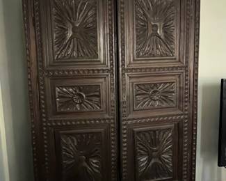 Antique French Renaissance Revival Carved Oak Armoire