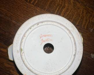 Porcelain Cachepot with Gilt Handles and Landscape Scene