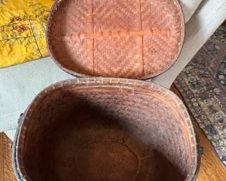 Antique Chinese Wedding Basket with Metal Clasp