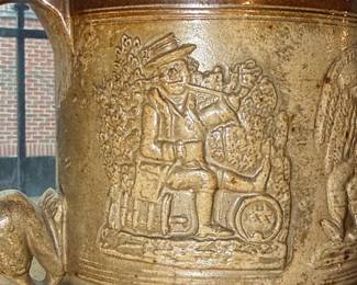 English Stoneware Tankard or Tyg Cup with Animal Handles