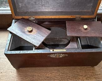 Antique Georgian Mahogany Tea Caddy with Lion's Head Pull