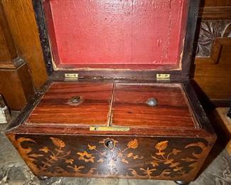 Antique Marquetry Tea Caddy