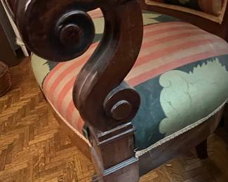 Empire Style Carved Mahogany Armchair