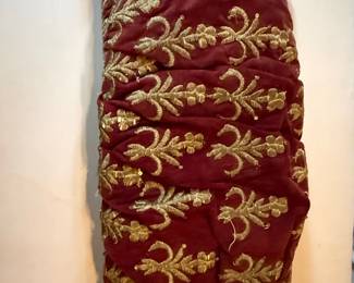 Embroidered Velvet Bolster Pillow