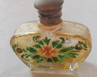 Victorian Scent Bottle with Floral Enamel