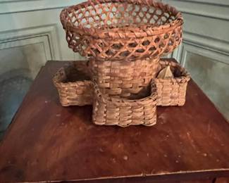 Antique Wabanaki Split Ash Tiered Basket