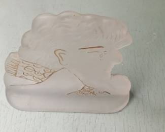 Art Deco Frosted Glass Figurine of a Woman's Profile by Lalique