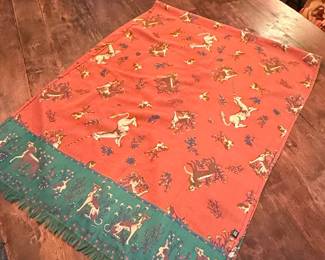 Drake's Unicorn Print Wool-Silk Scarf