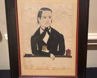 Folk Art Portrait of a Gentleman with Cards by Jane Anthony Davis