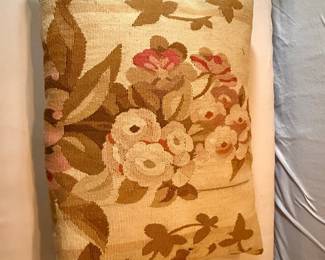 Antique Aubusson Floral Pillow