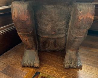Carved Wooden Figural Stool/Seat