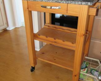 Marble top rolling cart perfect of meal prep and or a microwave!