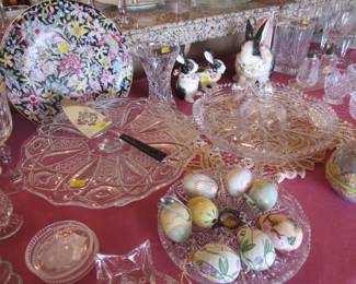 Cut Glass serving platters, cake plate and serving trays!