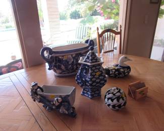 A variety of Blue and White decor