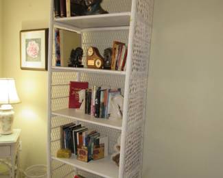 White wicker book case