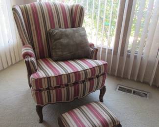Queen Anne style chair with footstool