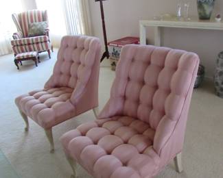 Cute pink tufted chairs