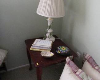 Cherry wood side table with Ivy lamp!