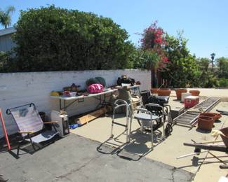 hand tools, camping items and miscellaneous garden tools