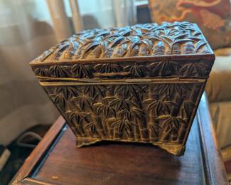 Early 20th century, Meiji-style Japanese cast bronze bamboo box