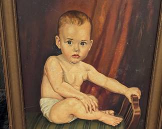 Mid century paintimg of baby from the estate of El Vez