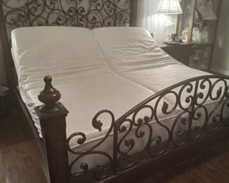 King size lift bed with foot warmer, head raised