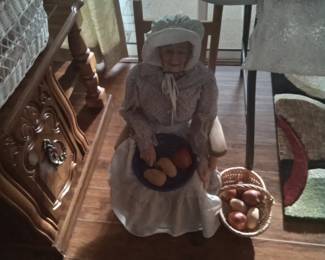 Granny peeling fruits in rocker
