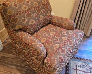 Recently upholstered Pennsylvania house chair in Adirondack Southwest print