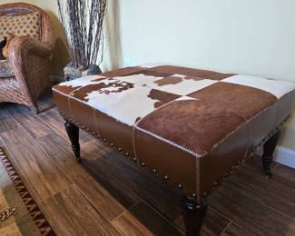 Cowhide ottoman