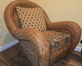 pottery barn rattan with custom cushion