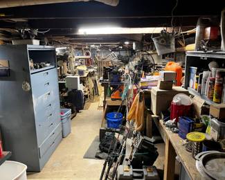 Basement workshop is packed