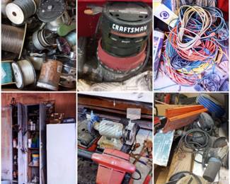 Fishing items, Freezer, Metal Lockers, Shop Tools, Extension Cords