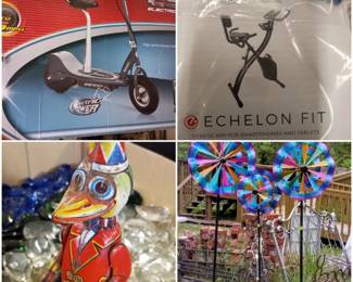 New in box Razor and Echelon fit bike, Old toy and new garden spinners