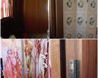 Room Dividers,  Vintage 4 Panel Teak very large, Shabby Chic Roses, Art Nouveau
