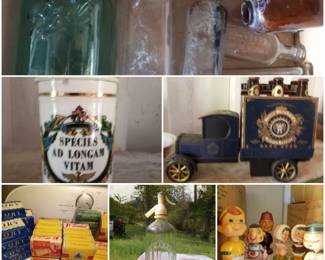 Old Bottles,  Apothecary Jar, Henry Weinhard's, Old soap, Nodders, Schwepps Bottle
