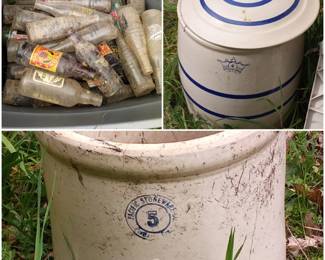 Old Crocks and old embossed soda bottles