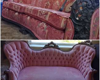 Antique Couches. Not pictured is 3 Antique wingback chairs, vintage leather rocking chair and lots more furniture