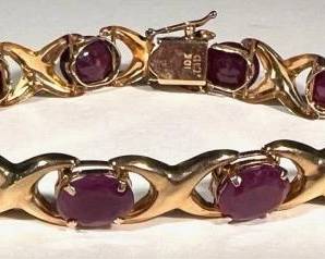 10K setting with red stones