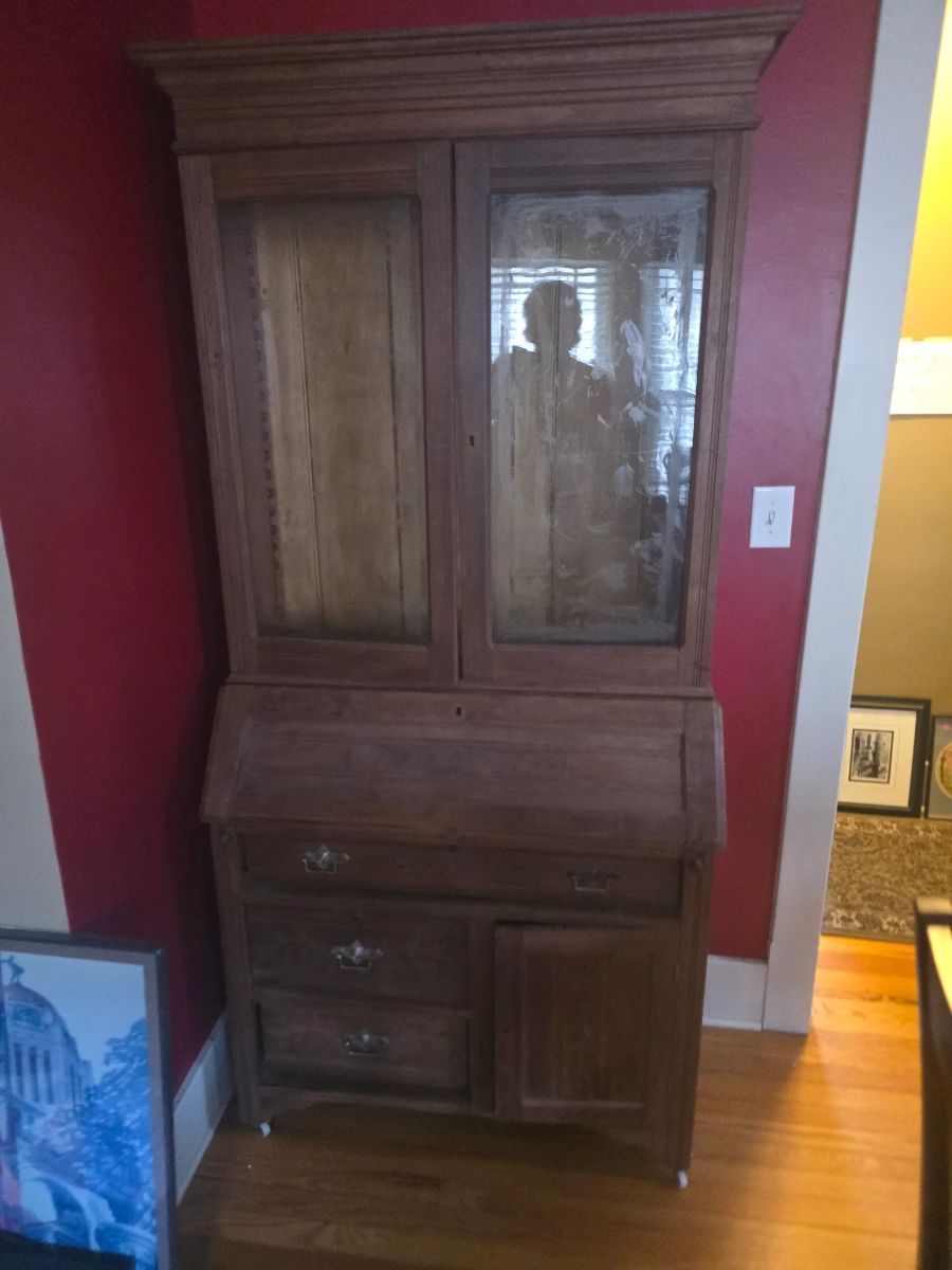 Drop front china display secretary