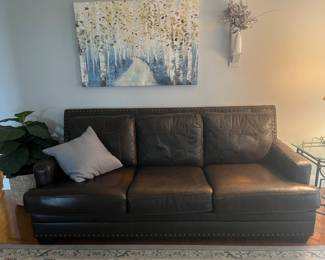 Mocha leather sofa , all other items in picture are also for sale 