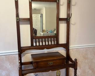 Antique wood hall tree