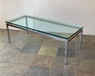 Modernist Chrome & Elevated Glass Coffee Table