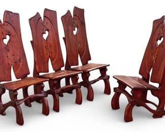 Mid Century Brutalist Nordic Dining Chairs, Set of 4