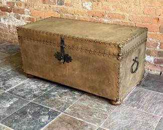 Leather with Nailhead Trim Storage Trunk