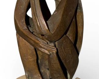 Modernist Bronze and Marble Thought Sculpture