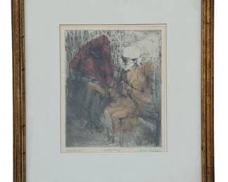 Brutalist Artist Proof Lithograph After JEAN JANSEM (French-Armenian, 1920-2013), "Park Bench"