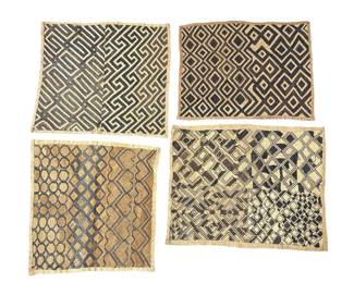 Four Kuba Raffia Cloth Textiles, Democratic Republic of Congo 