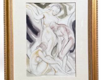 Art Deco Mixed Media of Three Nude Women After ALBERT KREHBIEL (American, 1873-1945)