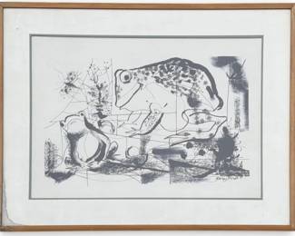 RAINEY BENNETT (American, 1907-1998) "Two Frogs and Bug" Lithograph 