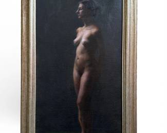 Art Deco Style Nude Oil Painting